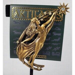 Vintage 1986 JJ Jonette Gold Tone Mystic Star Thrower Artifacts Brooch